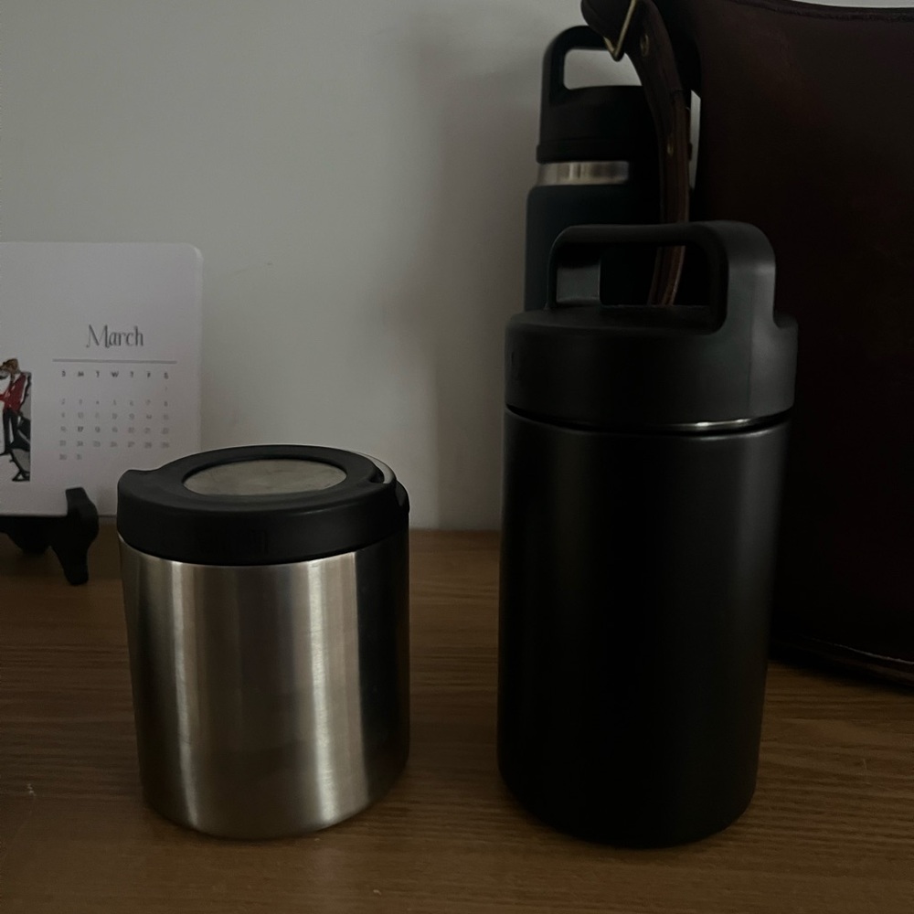 Stainless Steel and Black Insulated Containers